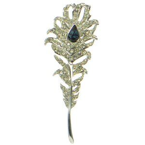Vintage KJL Kenneth Jay Lane Crystal Feather Pin Brooch